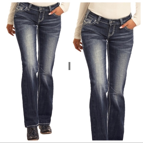Virgin Only Denim - Virgin Only Dark Frosted Vintage Bootcut Jeans Dark Blue Size Juniors 5